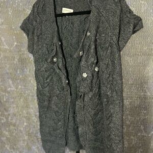 Jones New York Gray Cable Knit Cardigan Sweater